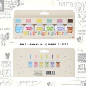 🏷️🎉🆕 kawaii milk carton set of 6 scented mini highlighters